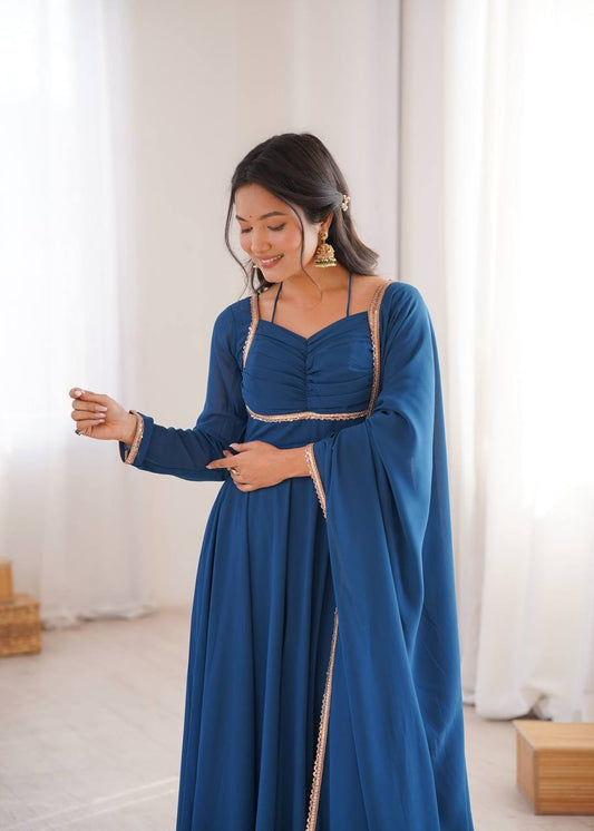 PRESENTING NEW GEORGETTE ANARKALI GOWN DUPPTA FULL SET READY TO WEAR