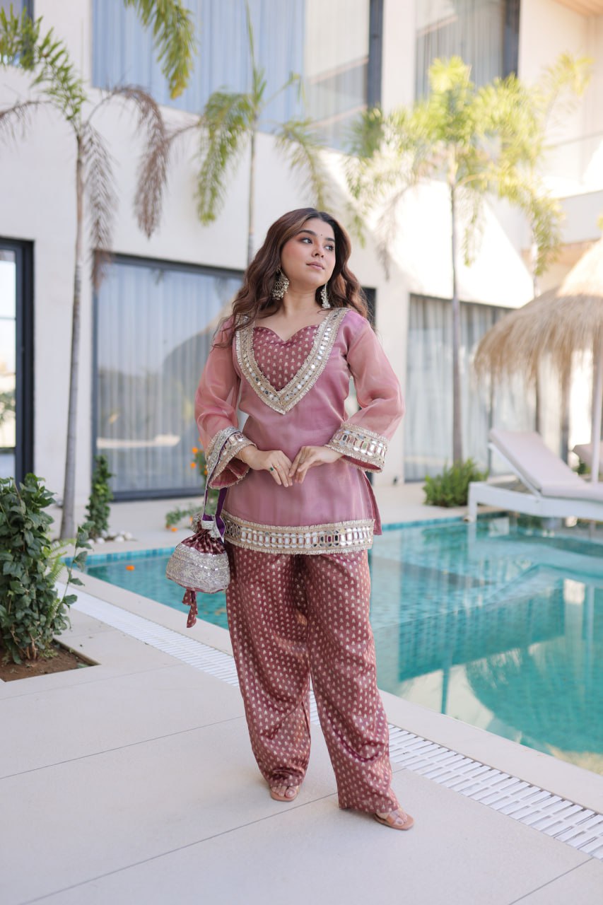 Salasa Fabrics with Mirror & Lace work Suit