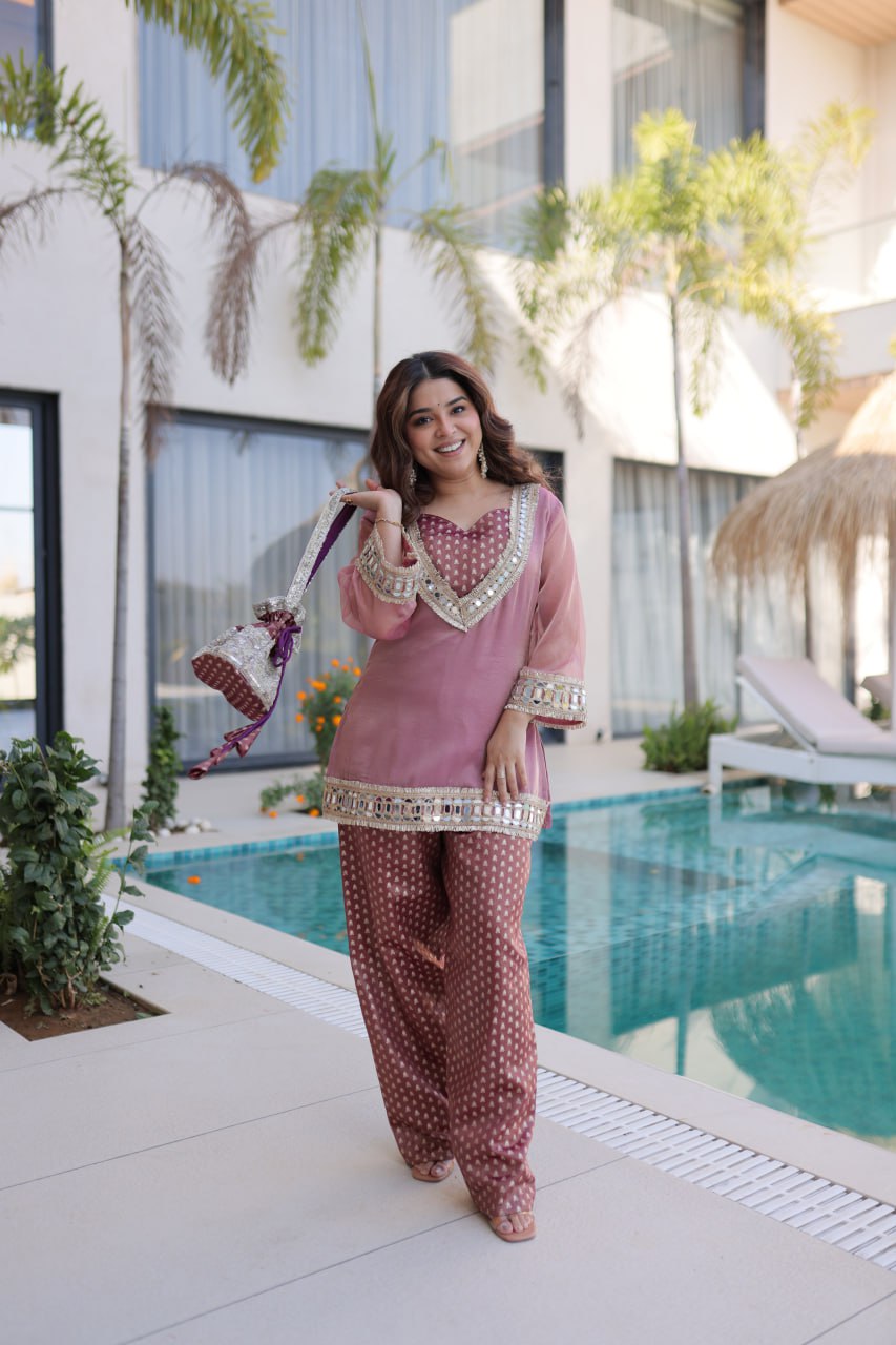 Salasa Fabrics with Mirror & Lace work Suit