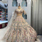 Einführung eines 4 Meter ausgestellten Coding Sequins Work Lehenga