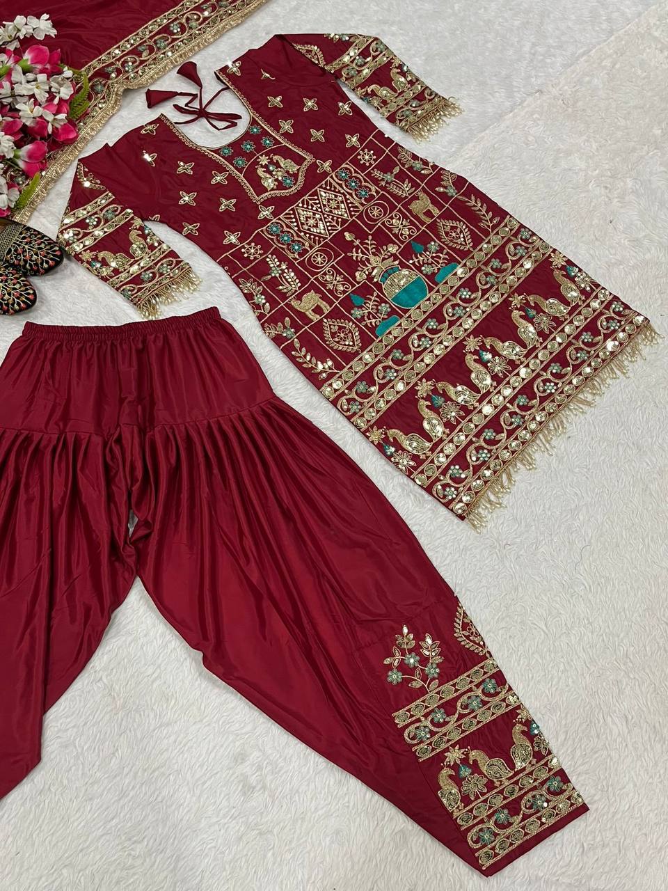 Launching New Designer Party Wear Look Top Dhoti Salwar and Dupatta