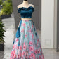 Pure organza silk digital printed lehnga