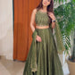 Heavy thai silk lehenga with sequins work Choli