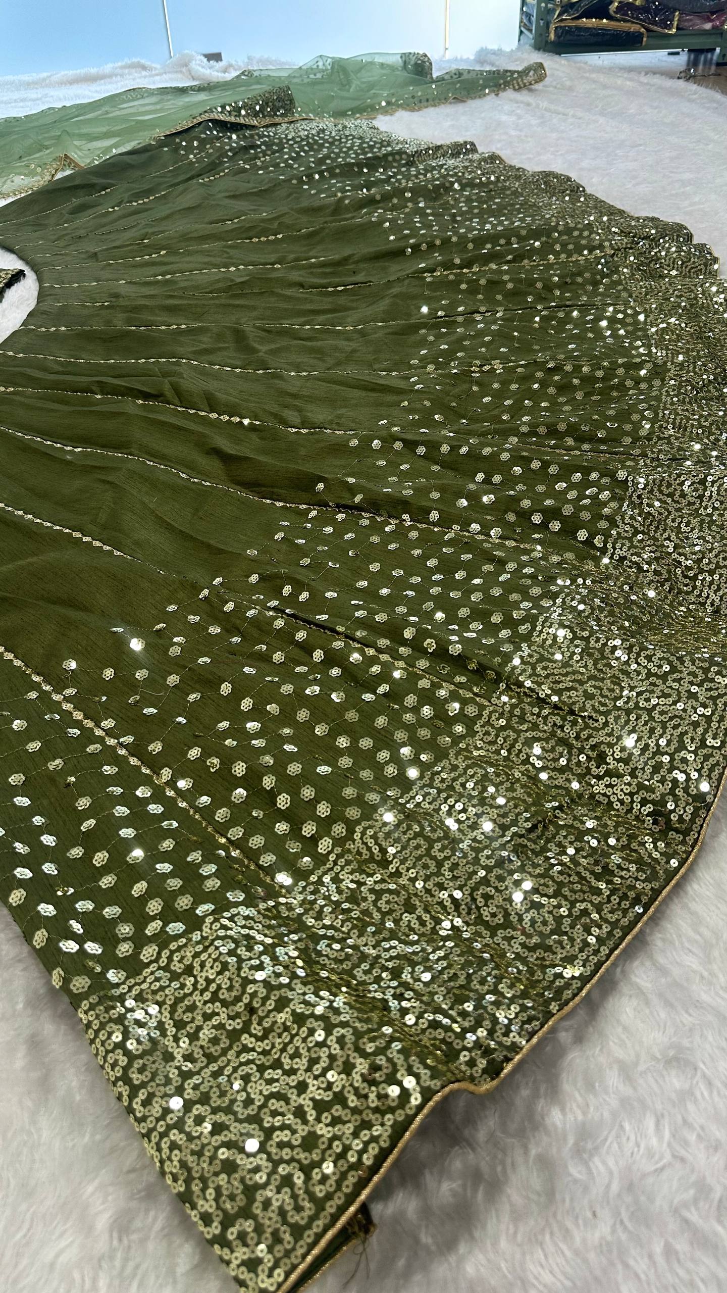 Heavy thai silk lehenga with sequins work Choli