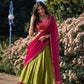 SOFT ORGANZA WITH ZARI EMBROIDERY WORK WITH ZARI BORDER LEHENGA