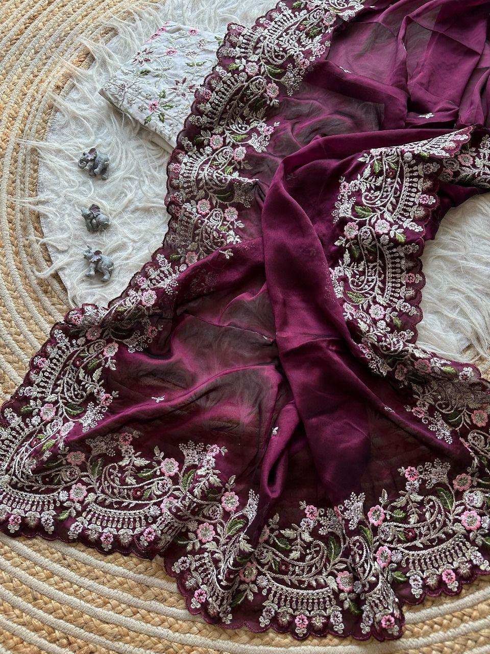 PURE SOFT BLACK RANGOLI SILK FABRIC SAREE