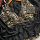 HEAVY SOFT BLACK RANGOLI SILK FABRIC SAREE