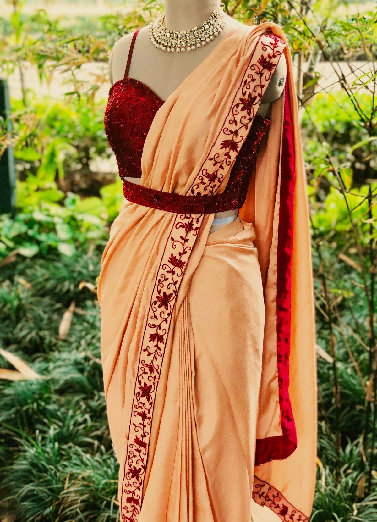 Dolla silk saree with thread & stone border work