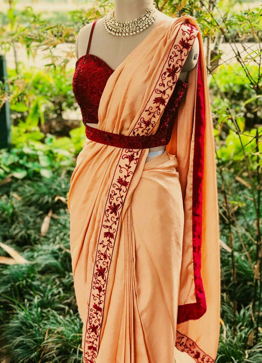 Dolla silk saree with thread & stone border work