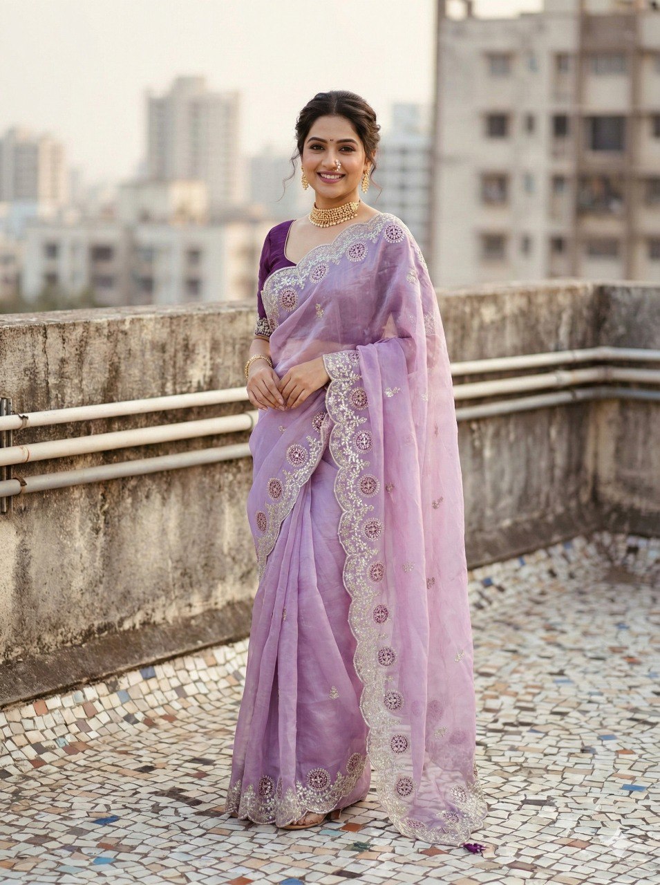 Premium Gold crush with c pallu embroidery work and multi Thread saree