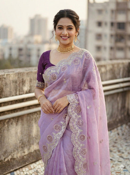 Premium Gold crush with c pallu embroidery work and multi Thread saree