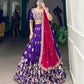 Vichitra Silk Sequins and Thread Embroidery Work Lehenga