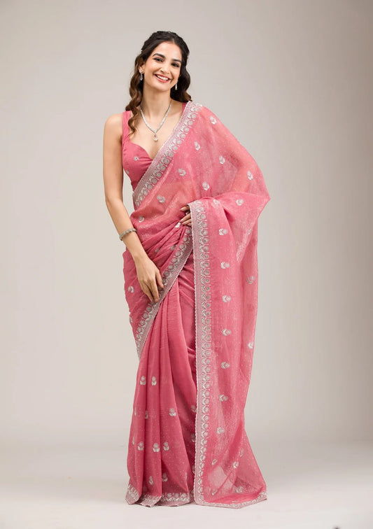 Heavy Crunchy Ciffon Saree