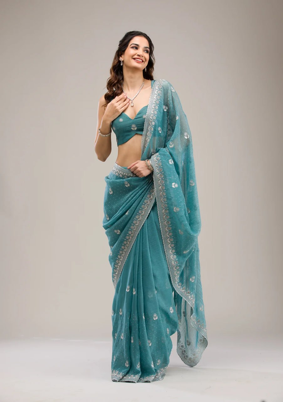 Heavy Crunchy Ciffon Saree