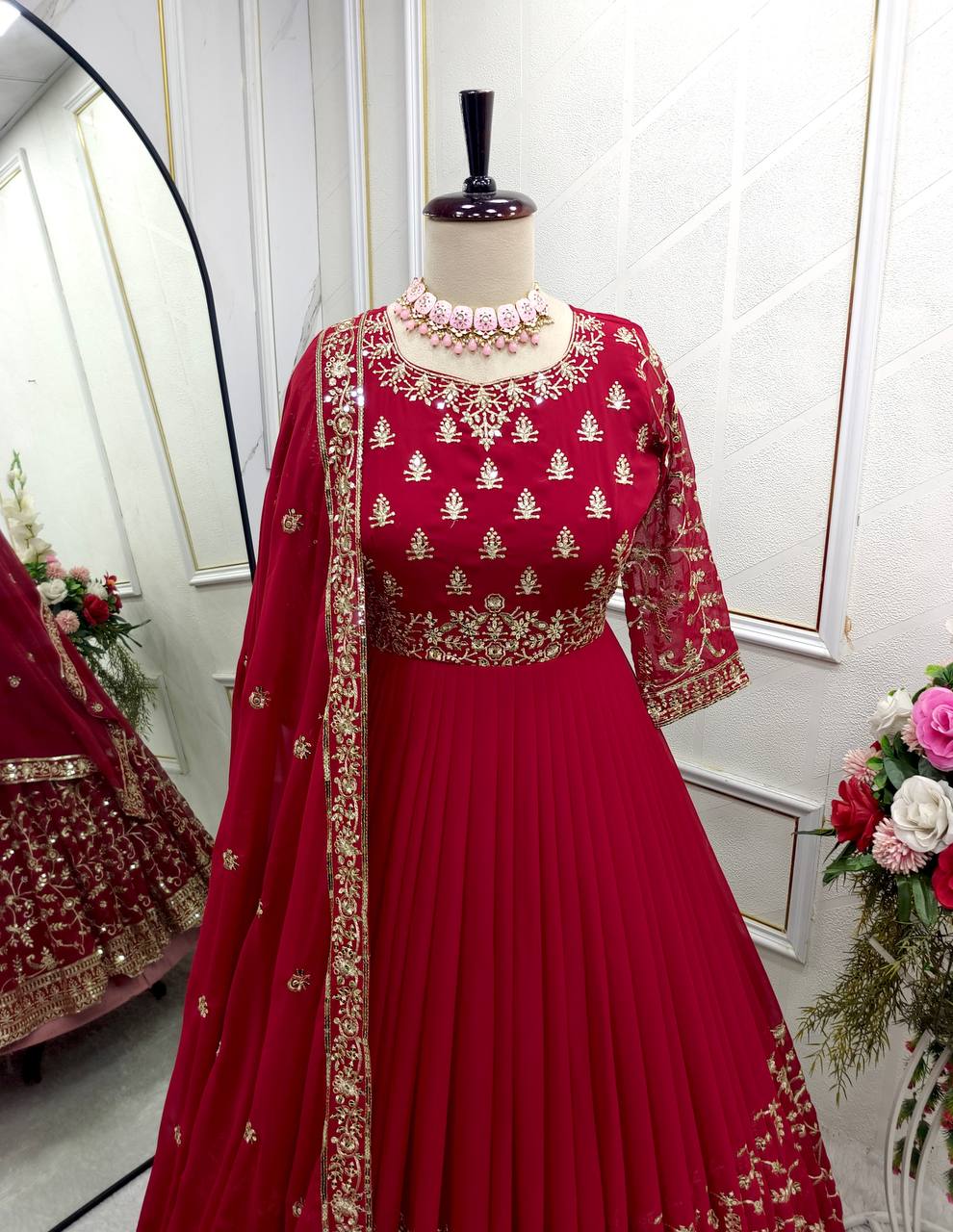 New Wedding Gown -Pent Dupatta Set Fully Stitched Ready To Wear