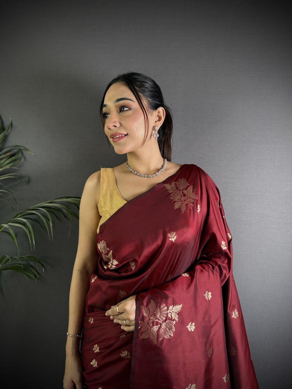 Very Unique lichi silk saree with Beautiful Flower Saree