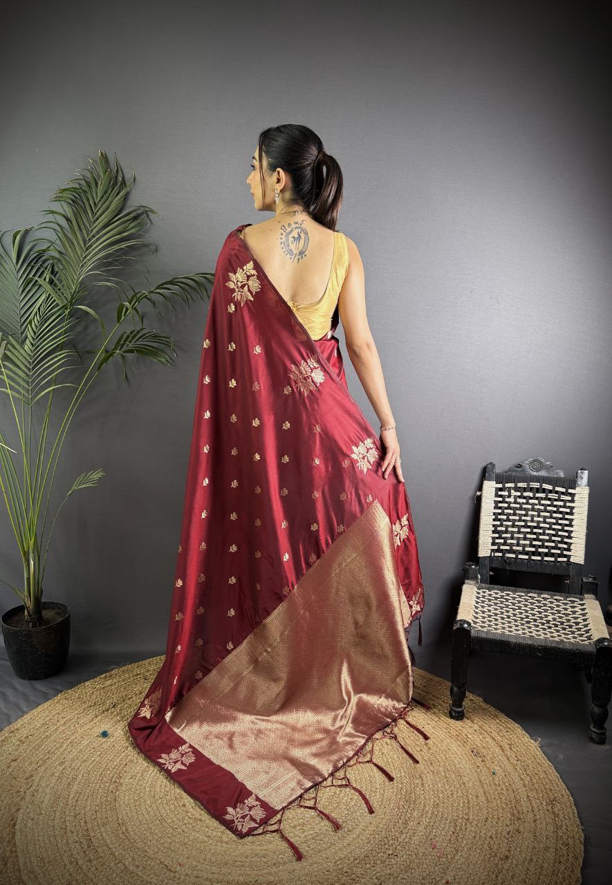 Very Unique lichi silk saree with Beautiful Flower Saree