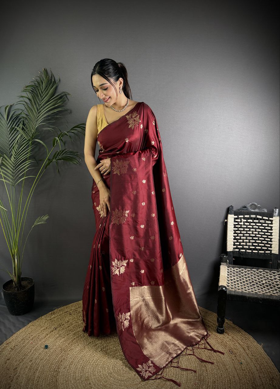Very Unique lichi silk saree with Beautiful Flower Saree