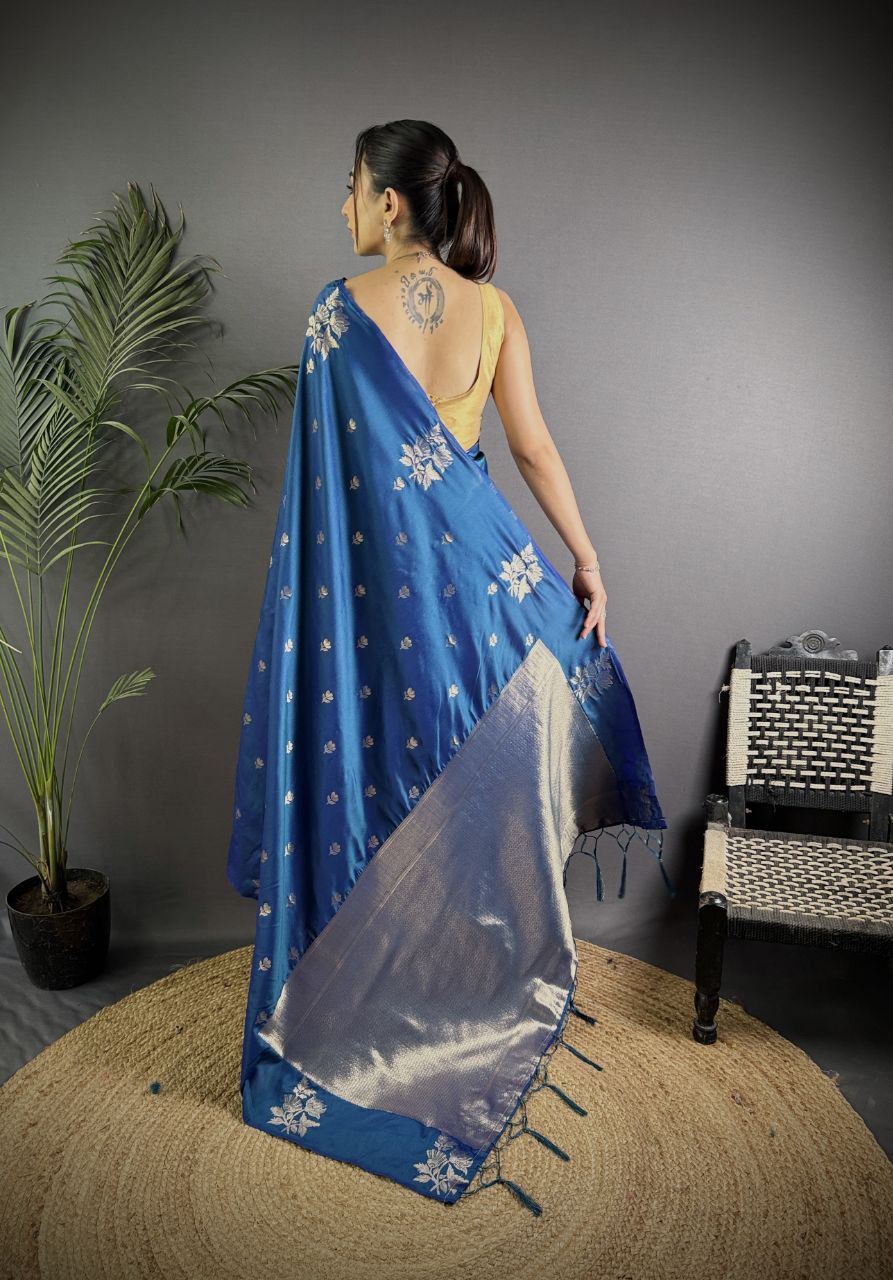 Very Unique lichi silk saree with Beautiful Flower Saree