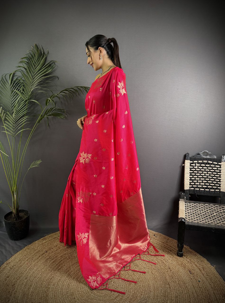 Very Unique lichi silk saree with Beautiful Flower Saree