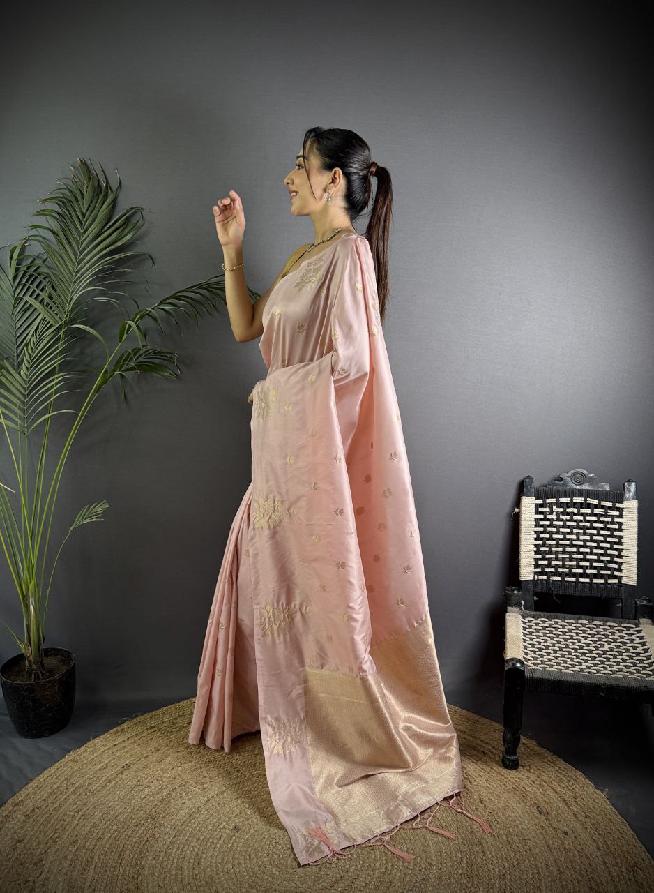 Very Unique lichi silk saree with Beautiful Flower Saree