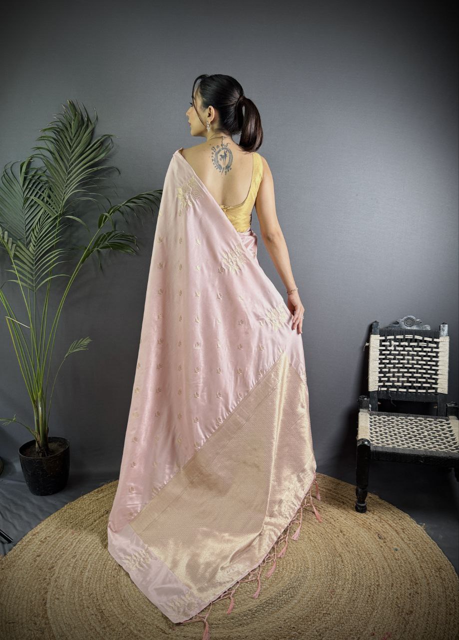 Very Unique lichi silk saree with Beautiful Flower Saree