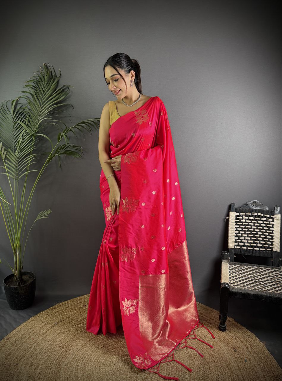 Very Unique lichi silk saree with Beautiful Flower Saree