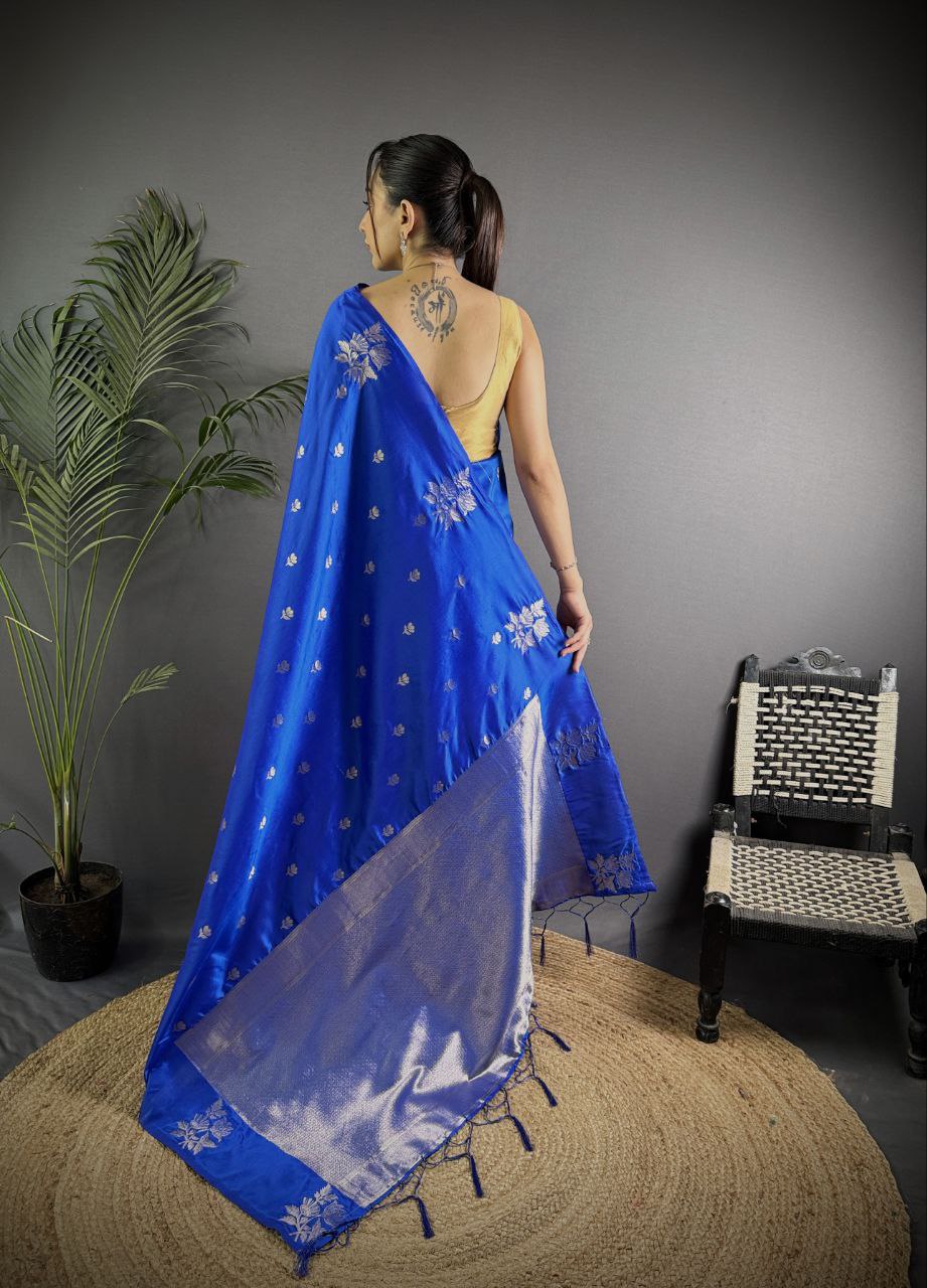 Very Unique lichi silk saree with Beautiful Flower Saree