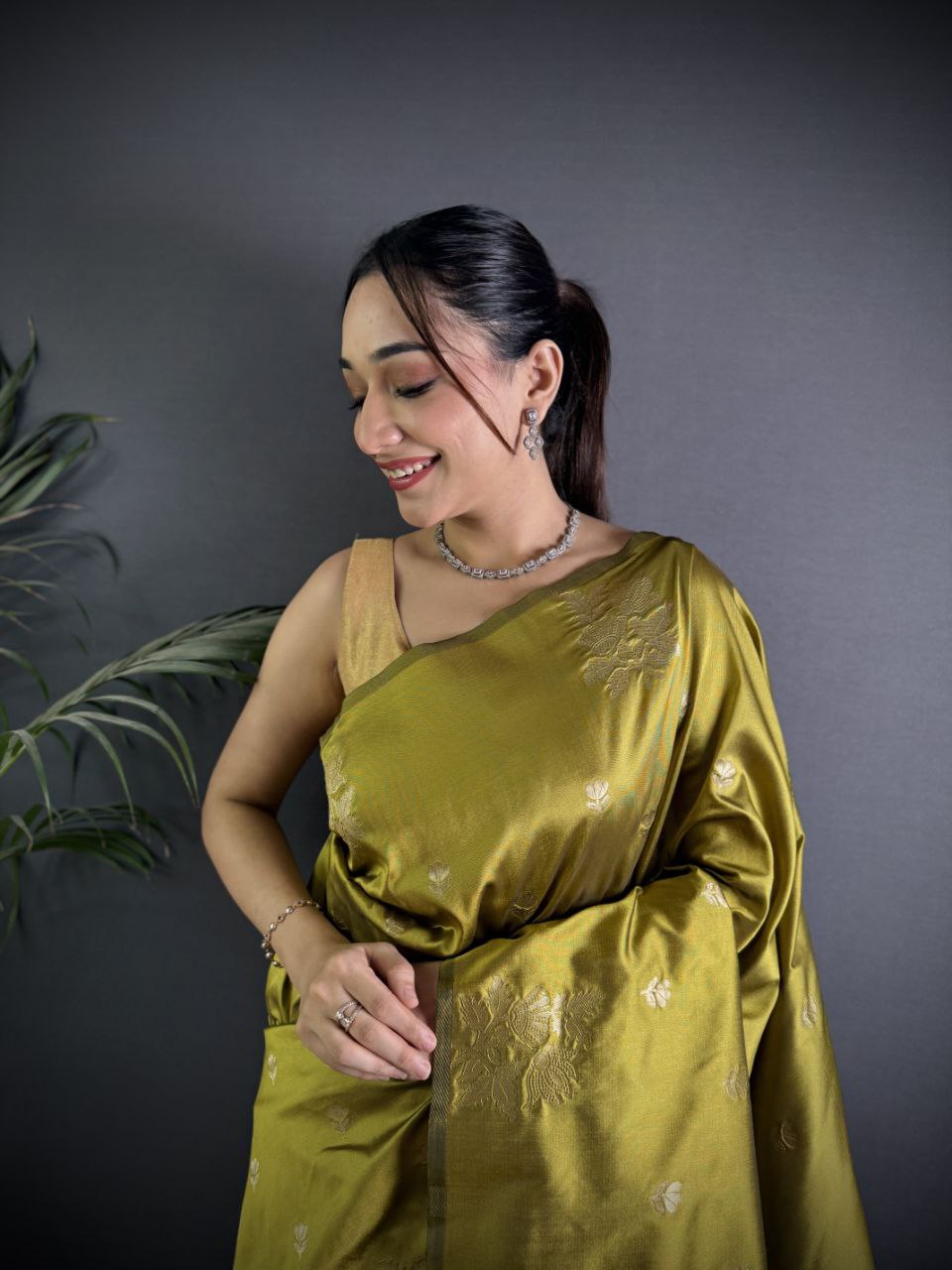 Very Unique lichi silk saree with Beautiful Flower Saree