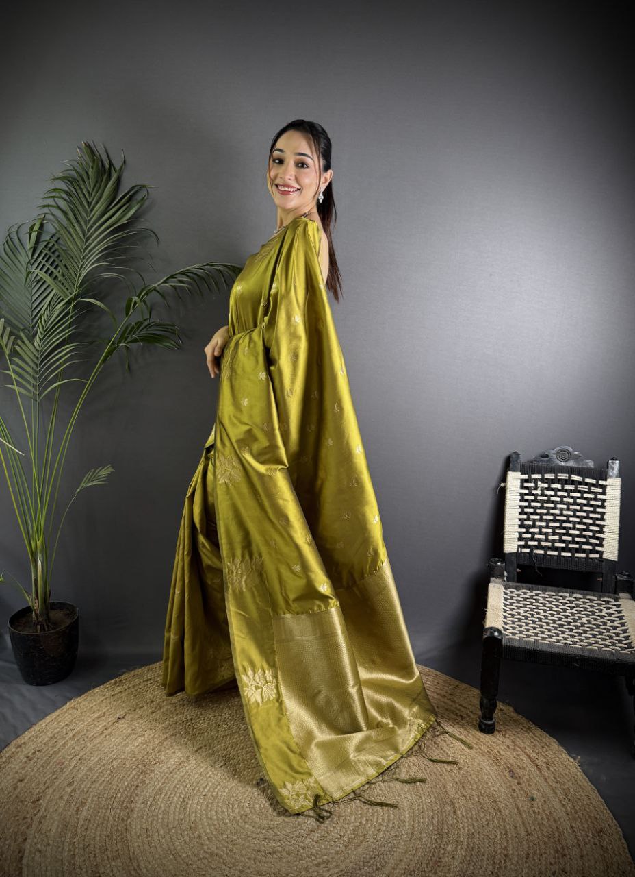 Very Unique lichi silk saree with Beautiful Flower Saree