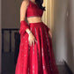Malai satin silk lehenga with thread & real mirror work
