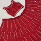Malai satin silk lehenga with thread & real mirror work