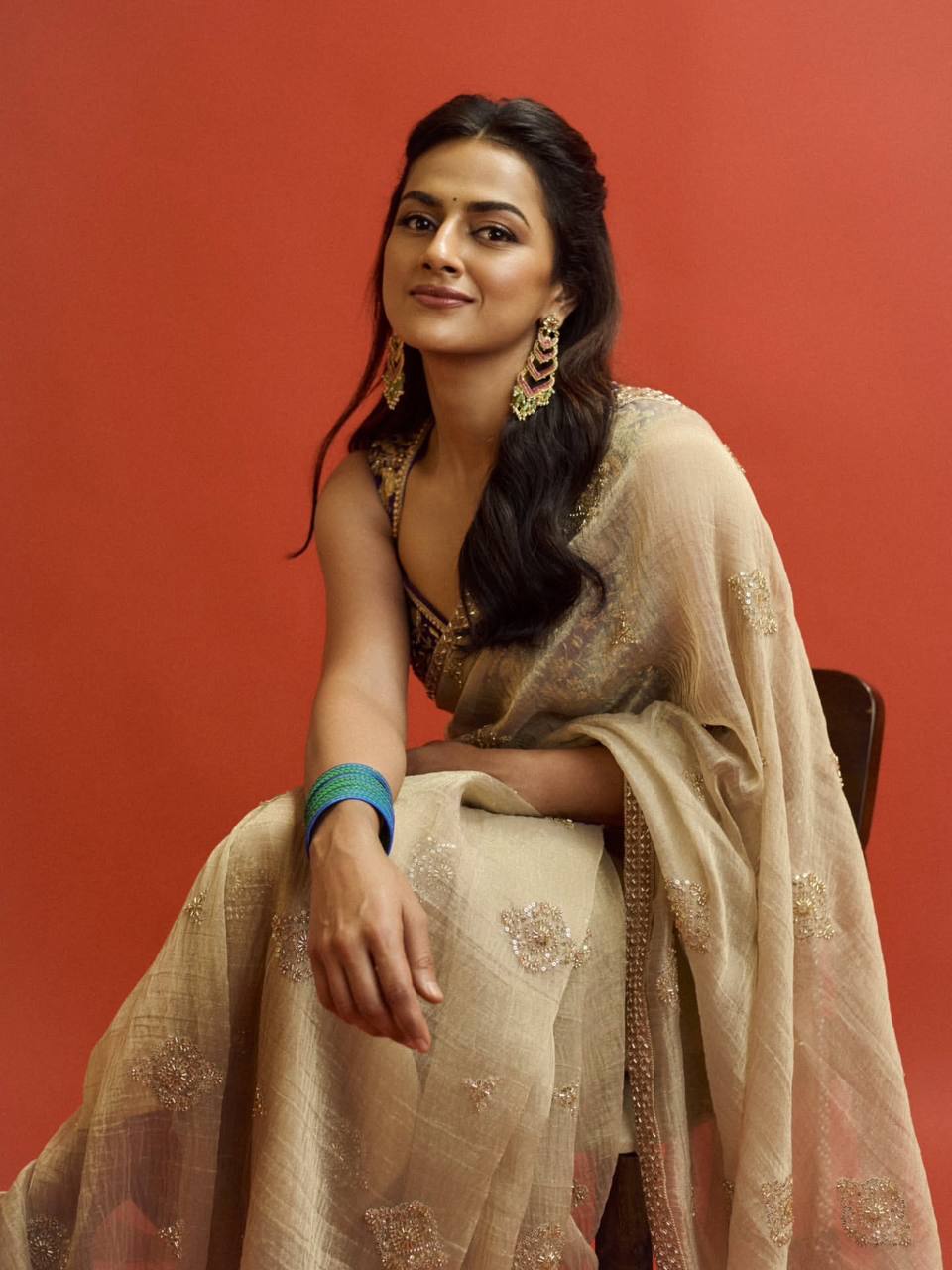 Soft Crunchy Silk Bead Sequins and dori embroidery work Saree