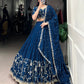 Vichitra Silk Sequins and Thread Embroidery Work Lehenga