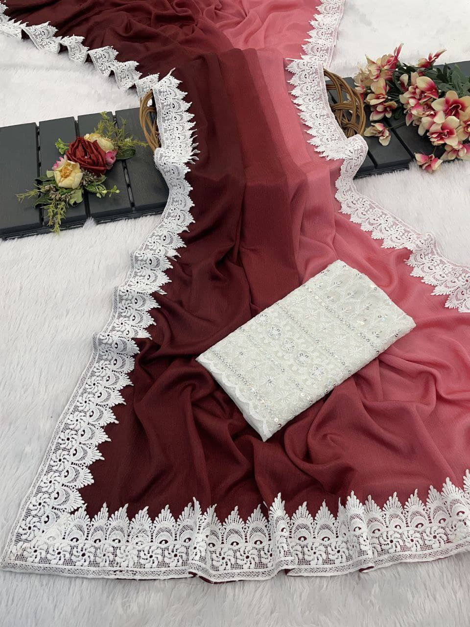 PRESENT NEW CHINNON PEDDING LOOK SAREE