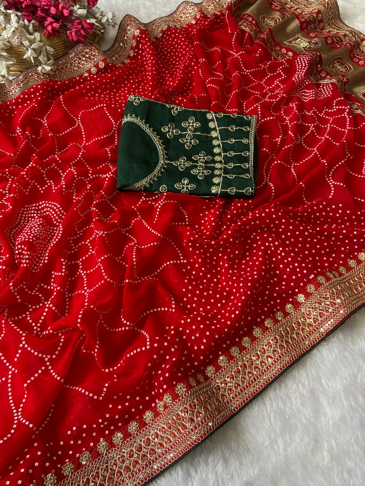 60 gram georgette with heavy Coding Sequence border saree