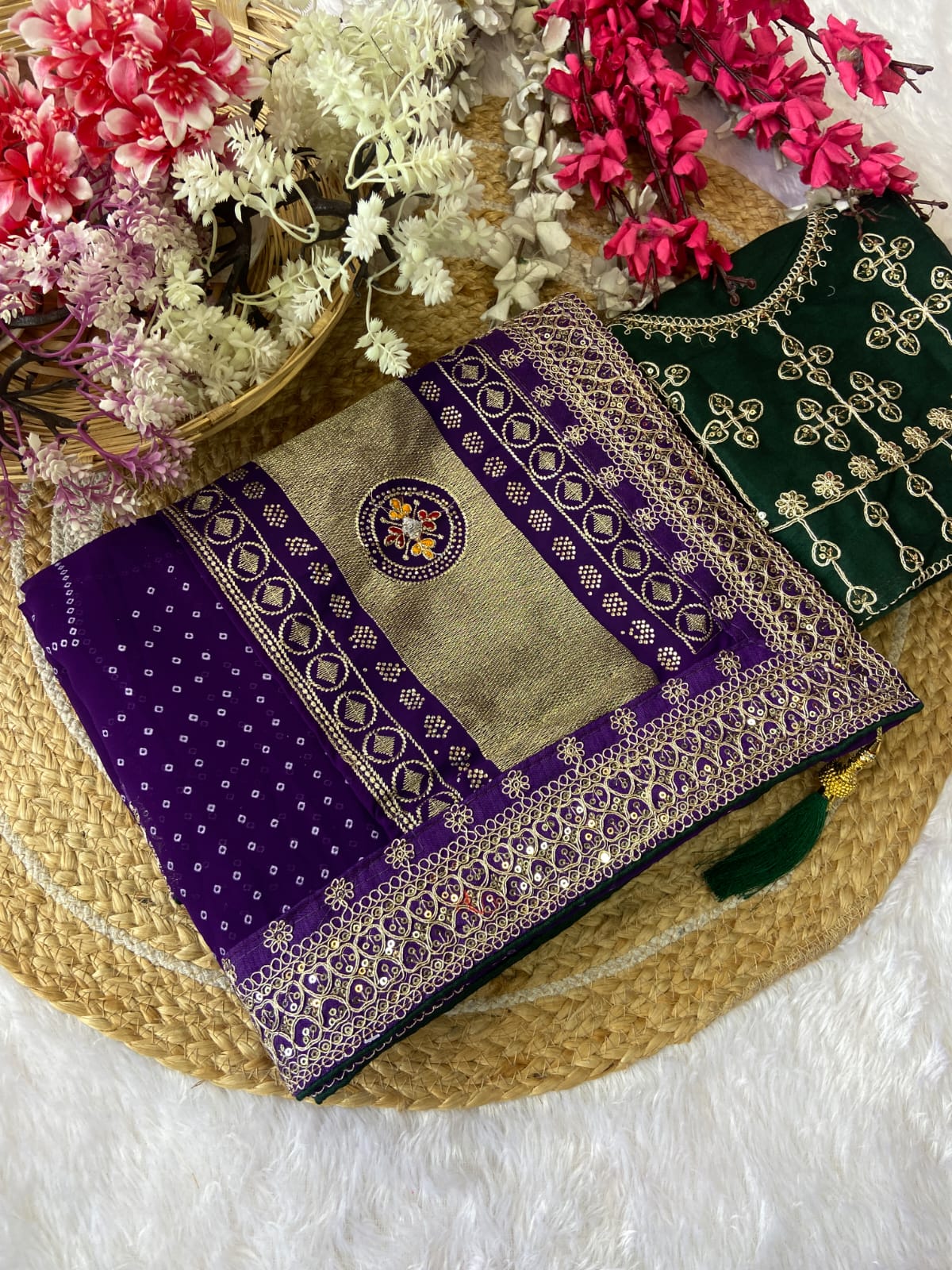 60 gram georgette with heavy Coding Sequence border saree