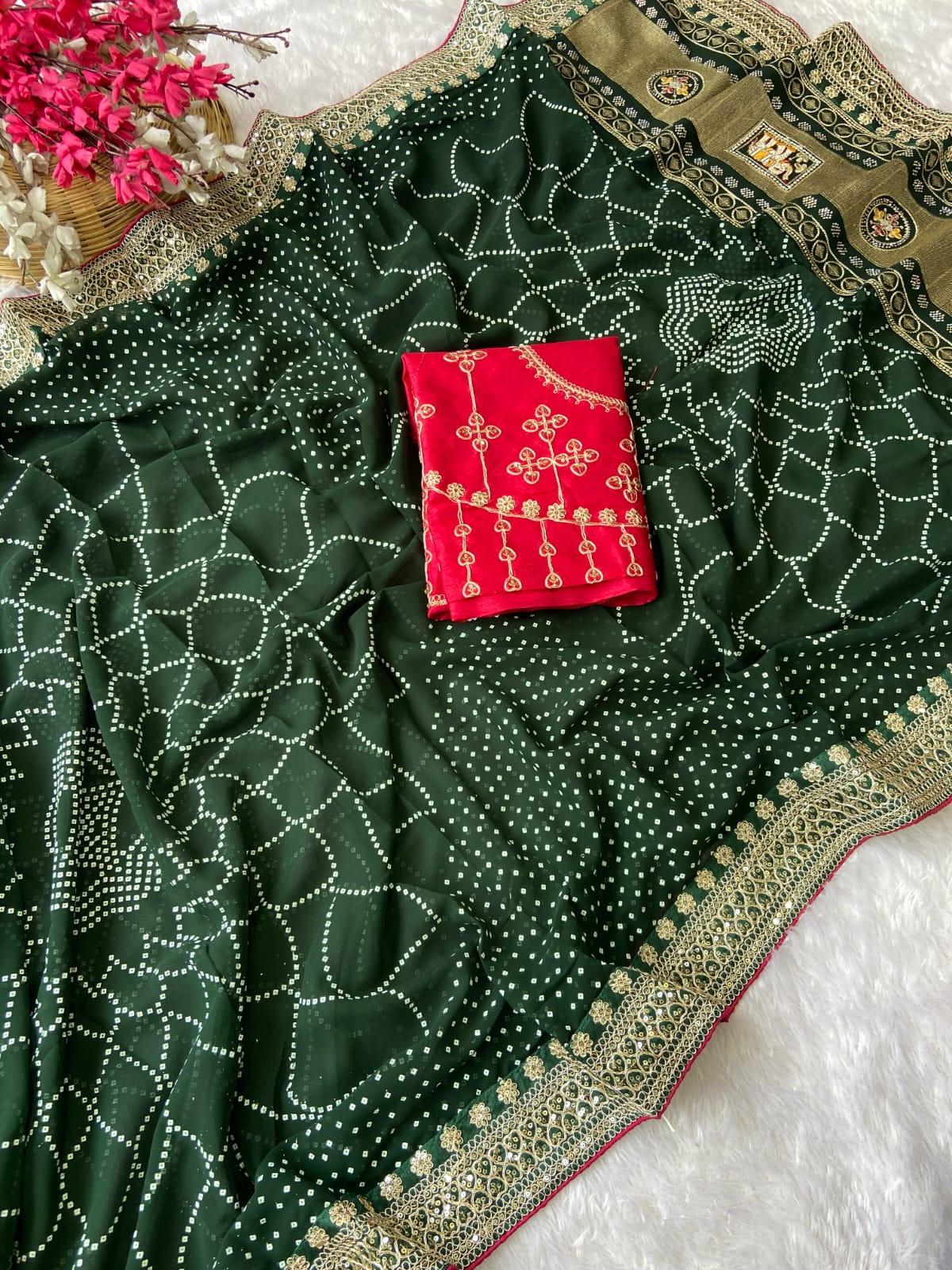 60 gram georgette with heavy Coding Sequence border saree