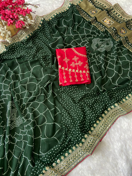 60 gram georgette with heavy Coding Sequence border saree