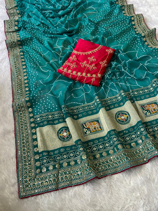60 gram georgette with heavy Coding Sequence border saree