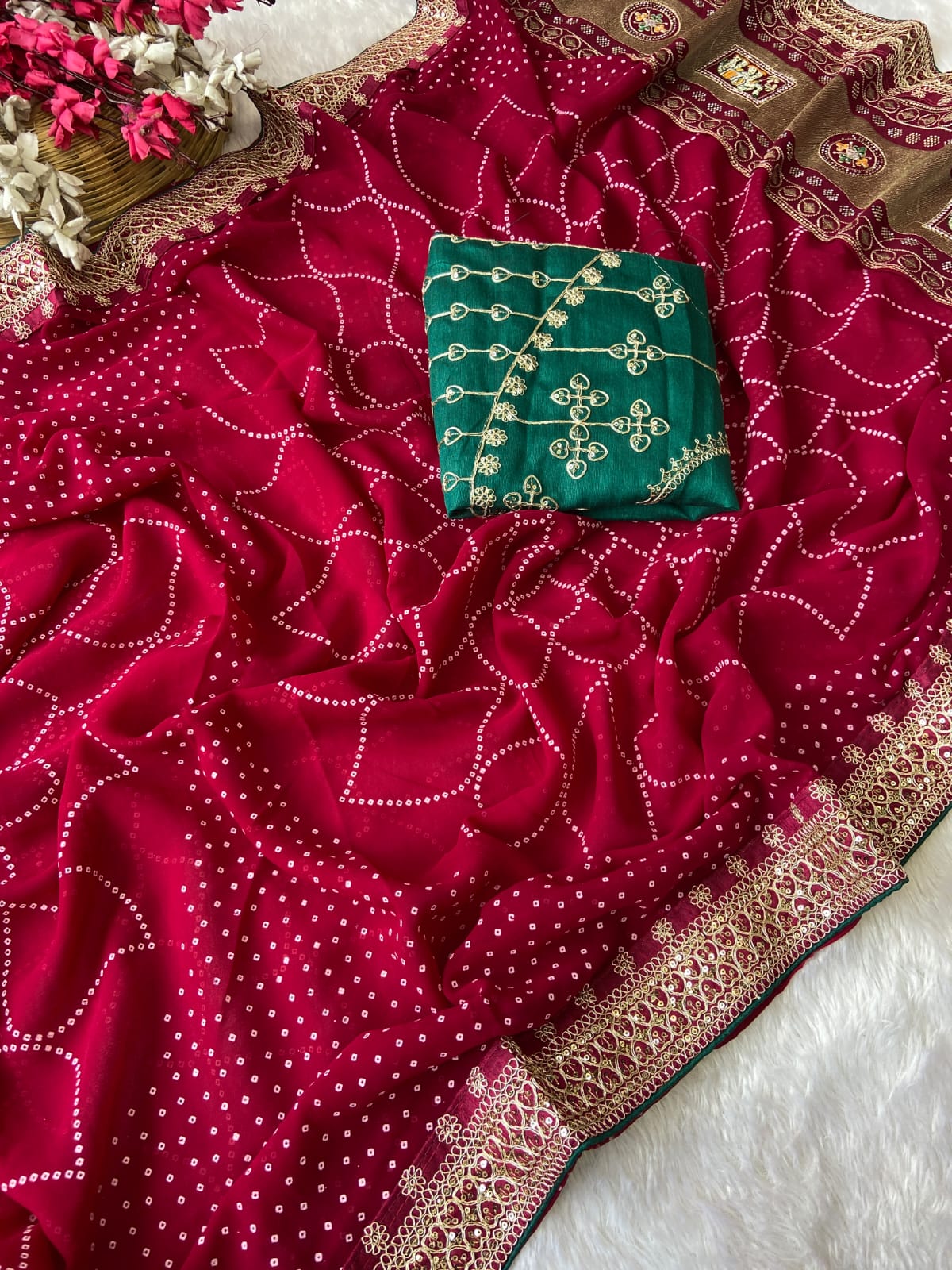 60 gram georgette with heavy Coding Sequence border saree