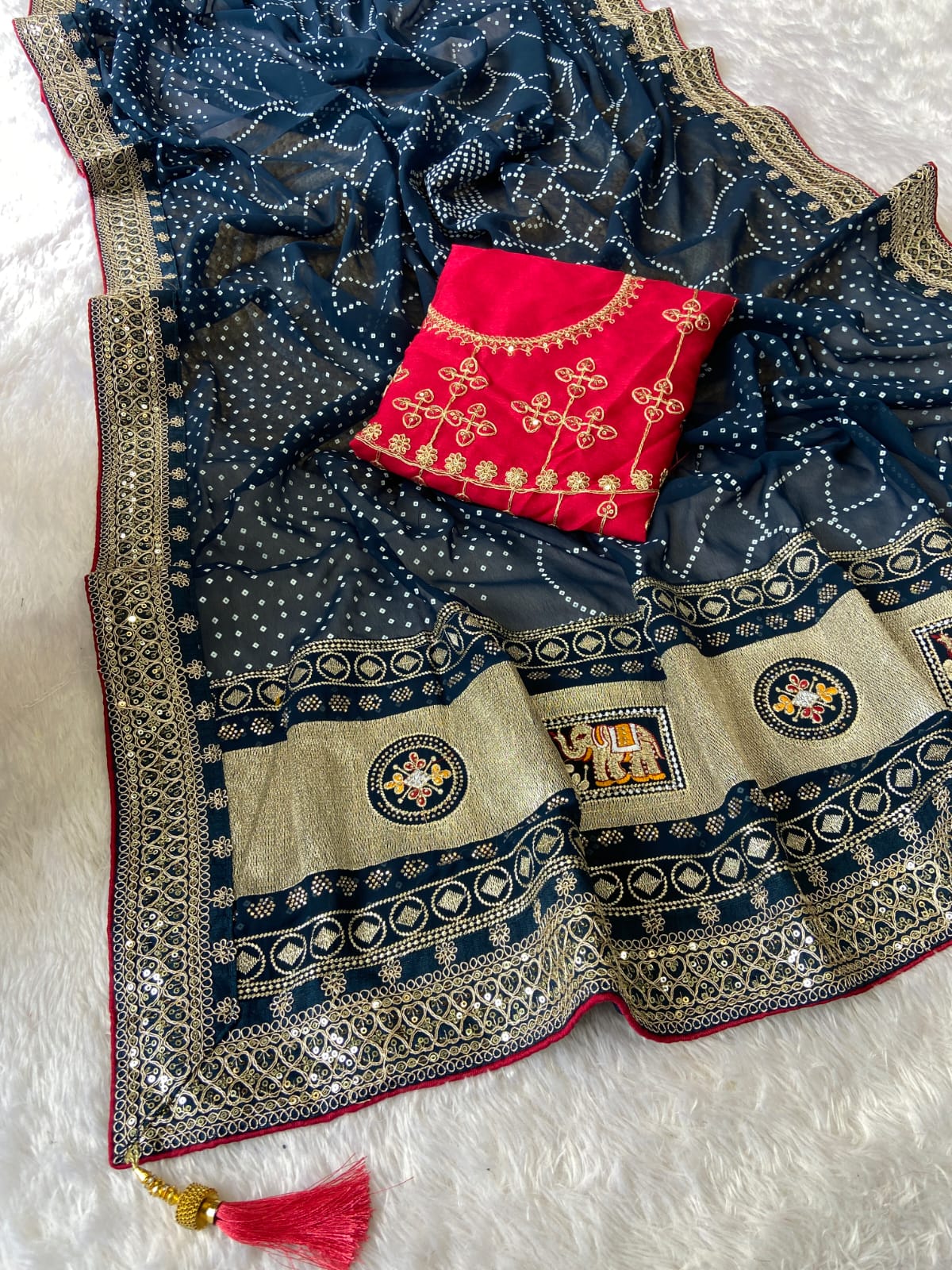 60 gram georgette with heavy Coding Sequence border saree