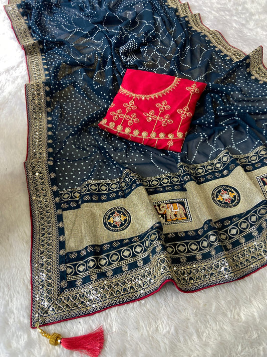 60 gram georgette with heavy Coding Sequence border saree