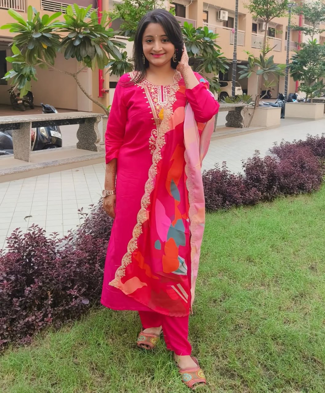 NEW LUNCH DESIGNER EMBROIDERY SEQUENCE WORK TOP PANT AND DUPATTA SET