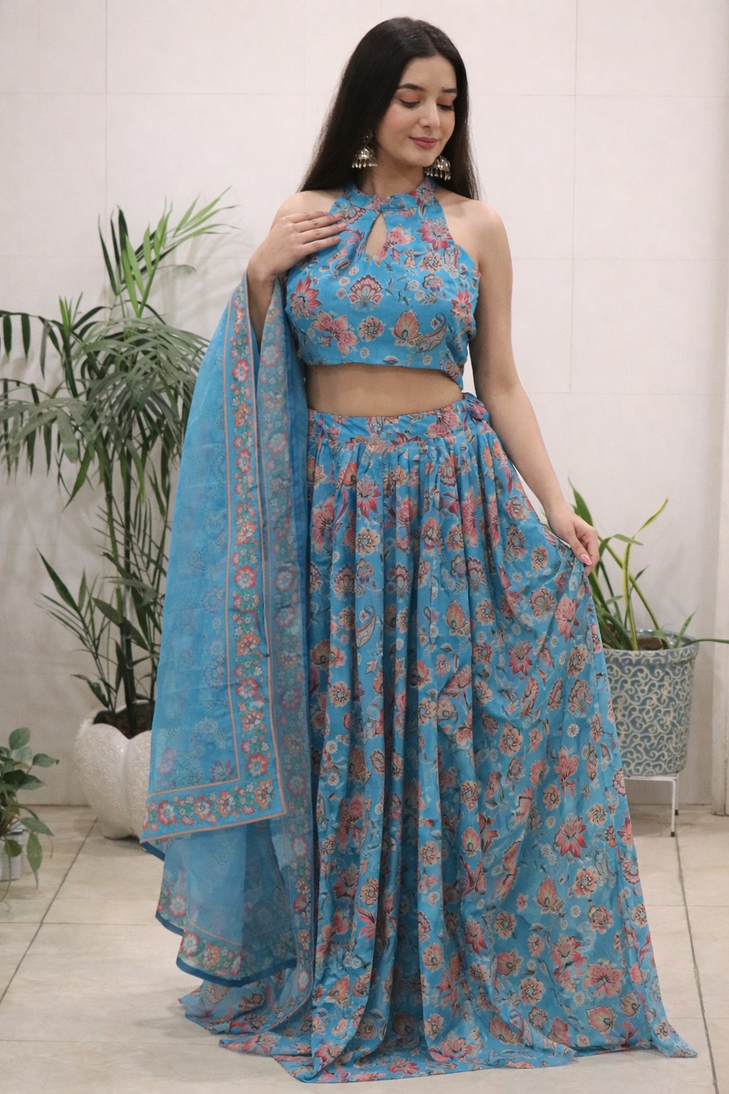 Beautifully printed lehenga with rich all over floral motifs