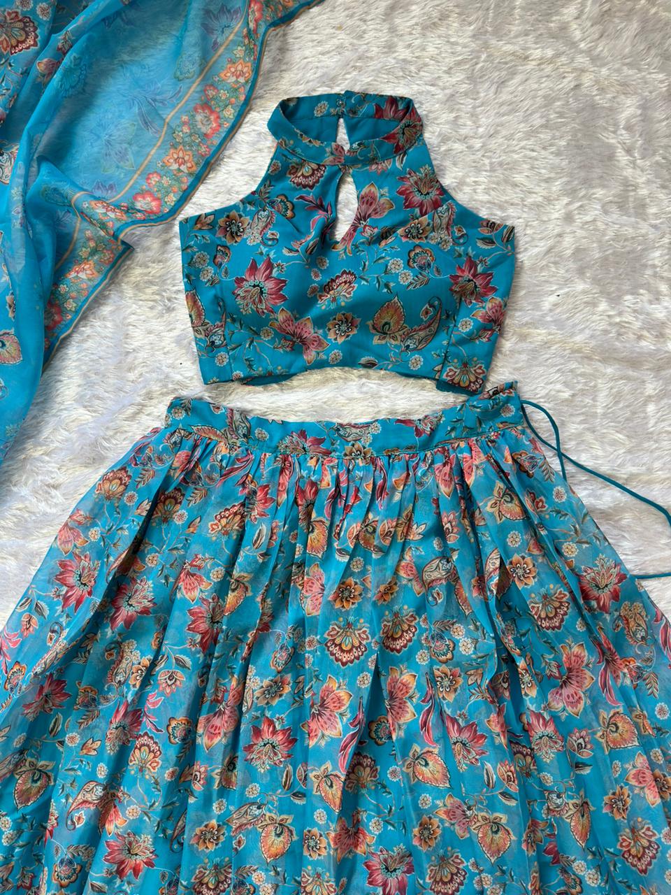 Beautifully printed lehenga with rich all over floral motifs