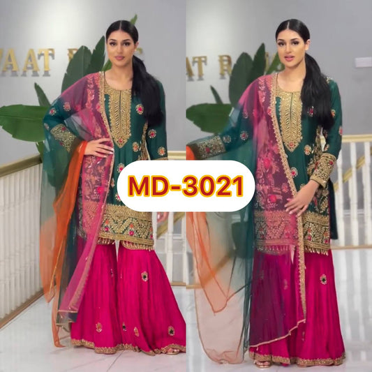 Malay Sillk With Heavy 5mm Embroidery Sequence Suit