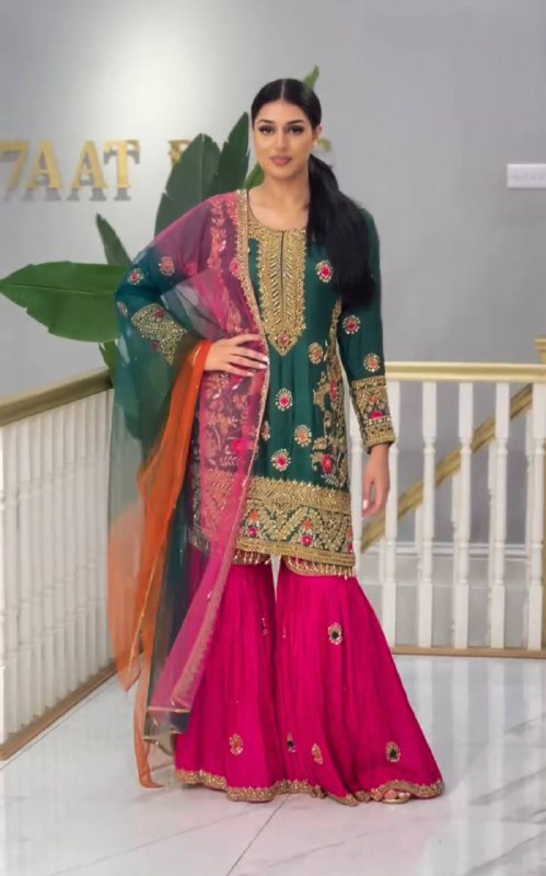 Malay Sillk With Heavy 5mm Embroidery Sequence Suit