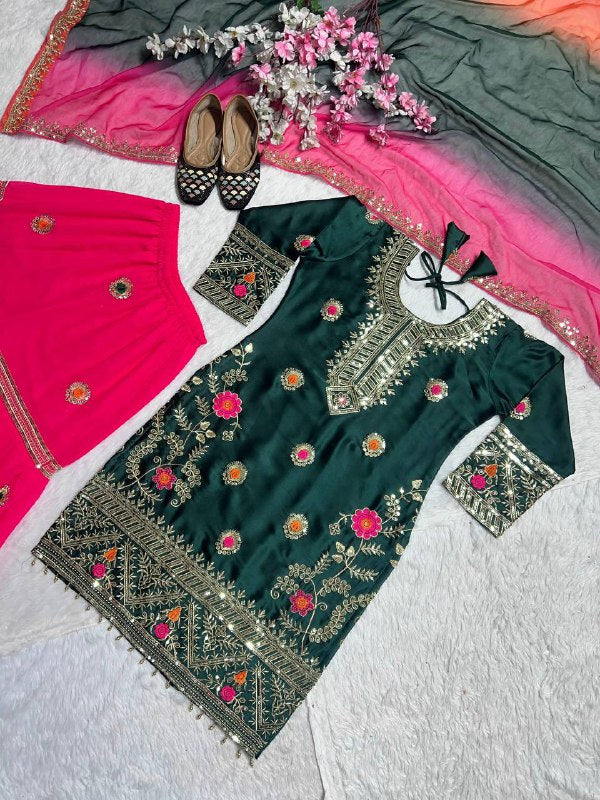 Malay Sillk With Heavy 5mm Embroidery Sequence Suit