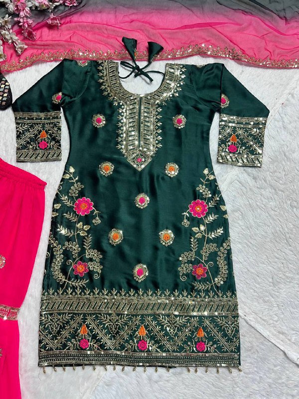 Malay Sillk With Heavy 5mm Embroidery Sequence Suit